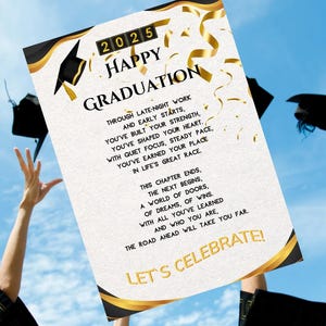 Poème de remise des diplômes, cadeau de remise des diplômes imprimable, carte de fin d'études pour lui, promotion 2025, téléchargement immédiat