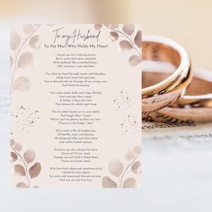 Para mi esposo, poema de aniversario, poema de boda, regalo de aniversario para él, descarga instantánea