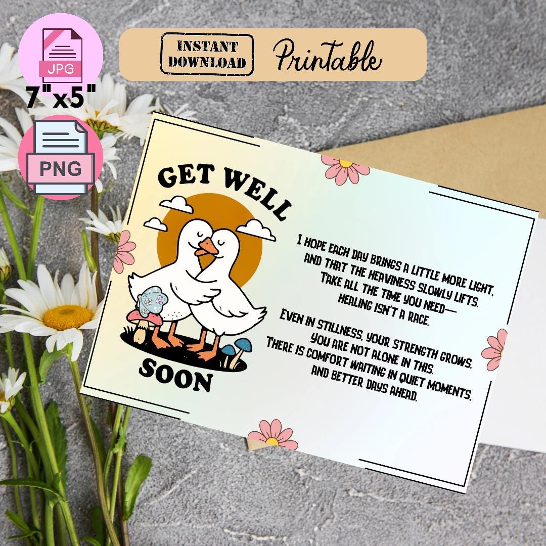 Get Well Soon Card, Well Wishes, Feel Better Poem, Printable Instant ...