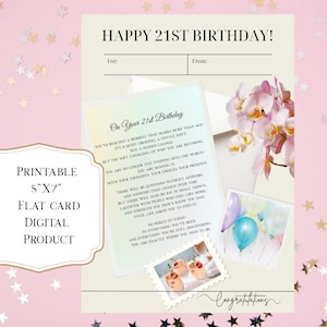 Poema de 21º aniversário, cartão de 21º aniversário, presente de marco, download instantâneo