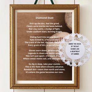 Digitales Baseball Gedicht, druckbares Geschenk für Athleten und Sportliebhaber, Diamond Dust Poem