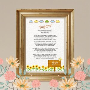 Poesia di ringraziamento per i nonni, biglietto di ringraziamento, regalo di ringraziamento stampabile, regalo per la festa dei nonni, download immediato