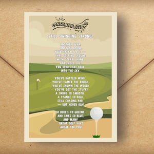 Poème d'anniversaire pour golfeur, carte d'anniversaire pour amateur de golf, téléchargement immédiat