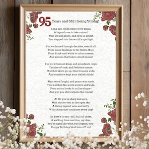Lustiges Gedicht zum 95er Geburtstag, Geschenk zum 95er Geburtstag, 95er Jahre Geburtstagsgeschenk, Instant Download