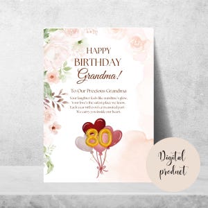 Grandma 80th Birthday Poem, 80th Birthday Gift