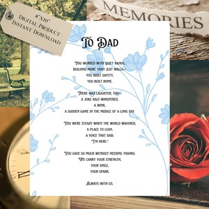Bellissima poesia commemorativa per papà, poster commemorativo, poesia funebre stampabile, poesia commemorativa, ricordo per la festa del papà
