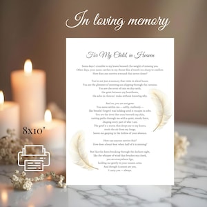 Heartbreaking Poem For Loss of Son, Loss of Daughter . To My Adult Child in Heaven, Remembrance Poem, Funeral Poem, digital download