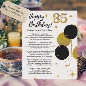 Grappig gedicht 85e verjaardag, 85 jaar verjaardagskaart, instant download, gepersonaliseerd gedicht beschikbaar