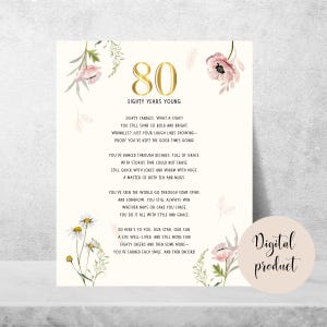 Joyful 80th Birthday Poem, 80th Birthday Poster