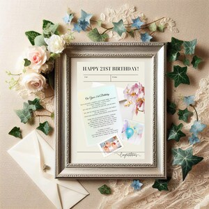 Carte poème 21e anniversaire, carte 21e anniversaire, cadeau marquant, téléchargement immédiat