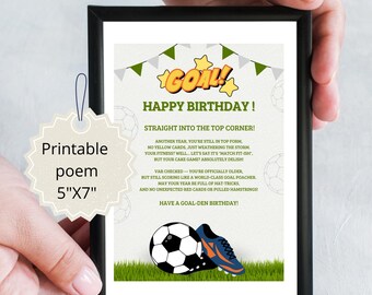 Birthday poem for Soccer fan, Birthday card to Soccer lover, instant download
