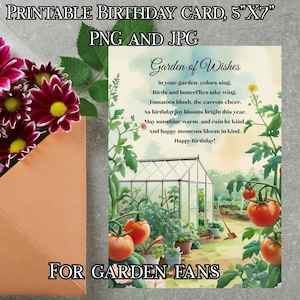 Poème d'anniversaire pour les fans de jardin | Poème de jardinage imprimable, téléchargement immédiat
