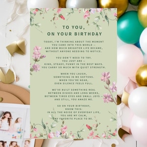 Poema de aniversário para minha esposa, cartão de aniversário para minha esposa, poema para ela, download instantâneo