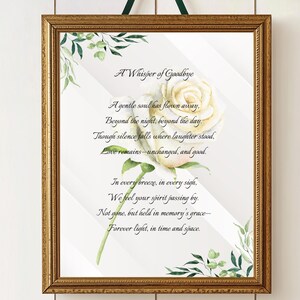 Hermoso poema funerario, poema conmemorativo, recuerdo de condolencias, regalo funerario, te extraño, descarga instantánea