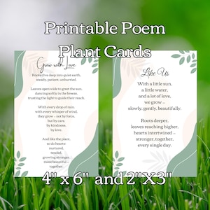 Cartões de Poemas para Fãs de Jardinagem | Poemas para Imprimir para Colocar em Plantas | Etiquetas de Presente de Plantas, Download Instantâneo