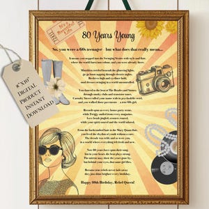Poesia per l'80° compleanno alla mamma, alla nonna, poster per l'80° compleanno, biglietto d'auguri per l'80° compleanno, regalo per l'80° compleanno, download immediato