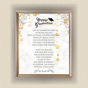 Poema de graduación, Regalo de graduación imprimible, Decoración de graduación, Clase de 2025, Descarga instantánea