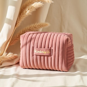 Trousse de maquillage avec nom personnalisé Trousse à cosmétiques personnalisée, cadeau pour elle, cadeaux de demoiselle d'honneur pour femme trousse de toilette, cadeau d'anniversaire de petite amie