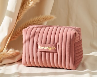 Personalized Velvet Makeup Bag, Bridesmaid Gift, Travel Toiletry Bag