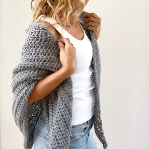 Triangle Wrap Shawl | Scarf | Fall Fashion | Boho | Gray Black Oatmeal | FREE SHIPPING