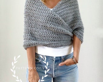 Crochet PATTERN Wrap Shawl – (Digital Download) Easy, English