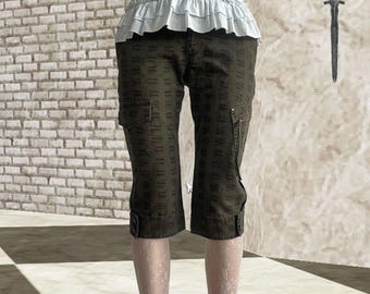 Green Plaid Capri Pants - Ouji Cargo Style - S