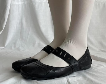 Black Mary Jane Ballet Flats EU39 | Leather Balletcore Coquette Walking Shoes