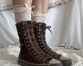 EU37.5 Brown Converse Chuck Taylor Hi-Top Shoes in Suede, Shearling Lining
