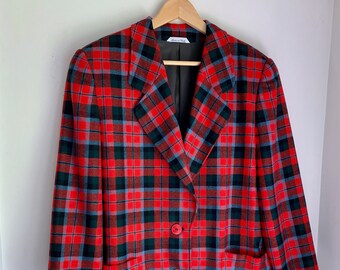 Vintage Missoni Donna red plaid blazer ladies 12