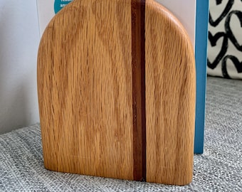 vintage wood bookends eighties style light wood with dark inlay