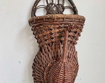 Antique Peacock Basket Hanging wall basket