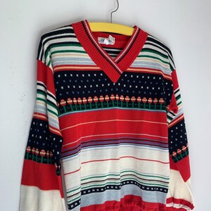 Vintage ladies sweater designations christmas silver thread