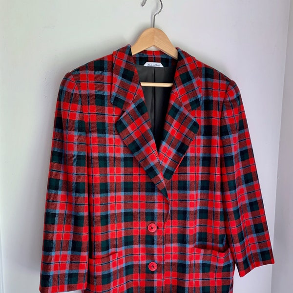 Vintage Missoni Donna red plaid blazer ladies 12