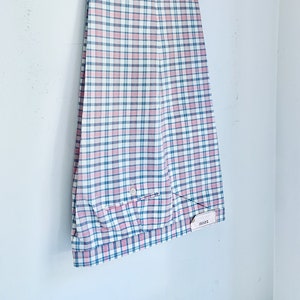 Vintage New Old Stock Izod Mens Trousers Pink Blue Plaid Waist 34