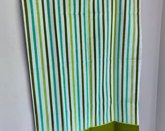 Vintage pillow case pair green striped standard new old stock