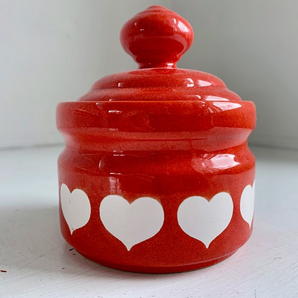 Vintage Waechtersbach jam jar red with hearts