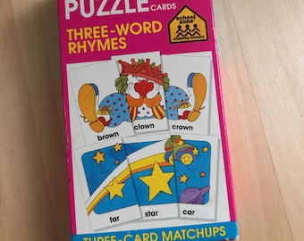 Puzzle Cards three word rhymes school zone