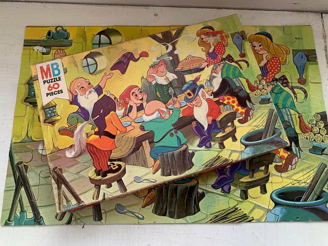 Vintage Snow White and the Seven Dwarves Puzzle 60 Pieces Milton ...