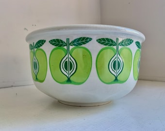 Vintage Arabia Finland Green Apple Bowl large salad bowl mid century modern scandi style