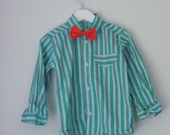 Vintage boys striped shirt with red bow tie 4T
