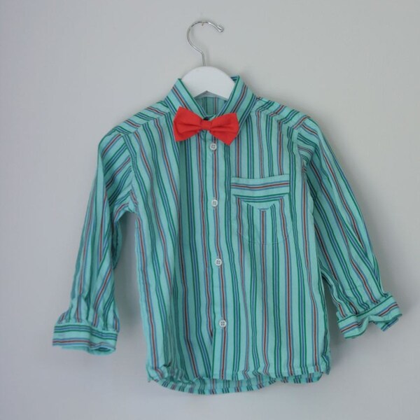 Vintage boys striped shirt with red bow tie 4T