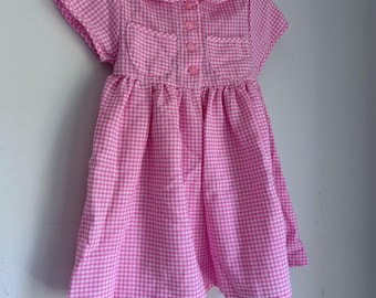 Vintage girls dress pink 12 months baby girl gingham Childrens Place
