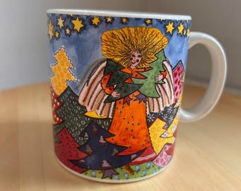 Vintage Christmas Angel Mug, KiKi 1997 Made in Japan, 3.75-Inch Ceramic Holiday mug angels