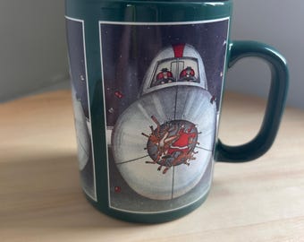 Far Side Christmas Mug Plane, Pilots and Santa 1989 with box new in box