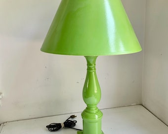 Vintage Green ceramic lamp with green shade decorator