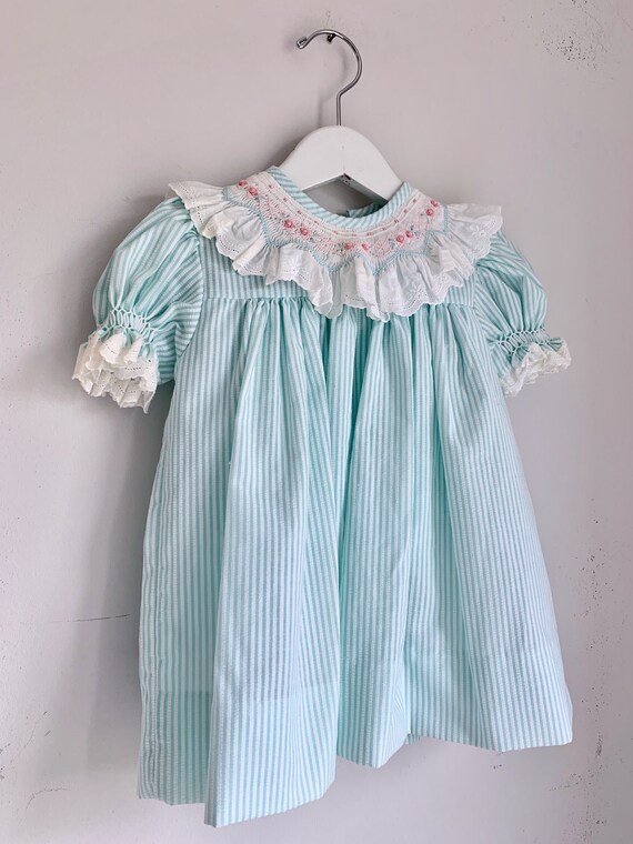 Vintage baby girls dress House of Hatten smocked 6