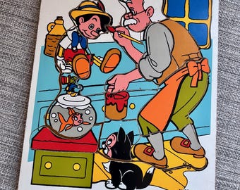 Vintage Playskool Pinocchio frame puzzle Walt Disney Made in USA