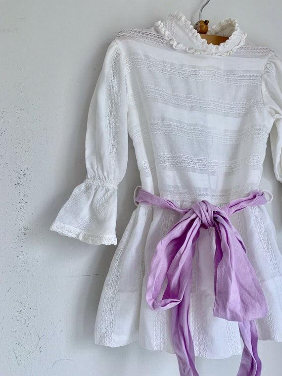 strapless open back dress White Satin Flower Petal Girls Plus Size Dress with Organza Sash 18.5 / White / Lavender main image 0