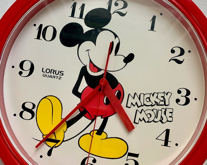 Vintage Mickey Mouse Clock Lorus Red Etsy