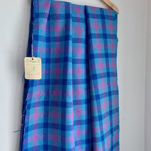 Vintage Magee Wool Tartan blue and pink fabric NOS donegal tweed